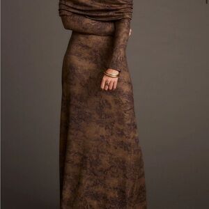 12th Tribe Brown Textured Long Sleeve Maxi Dress